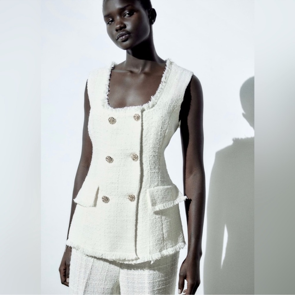 Zara double breasted textured vest
